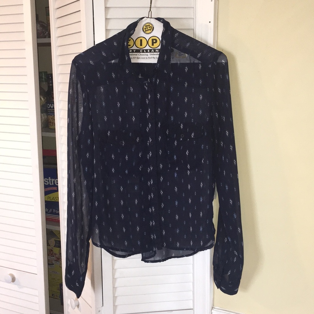 Sheer, long sleeve button down